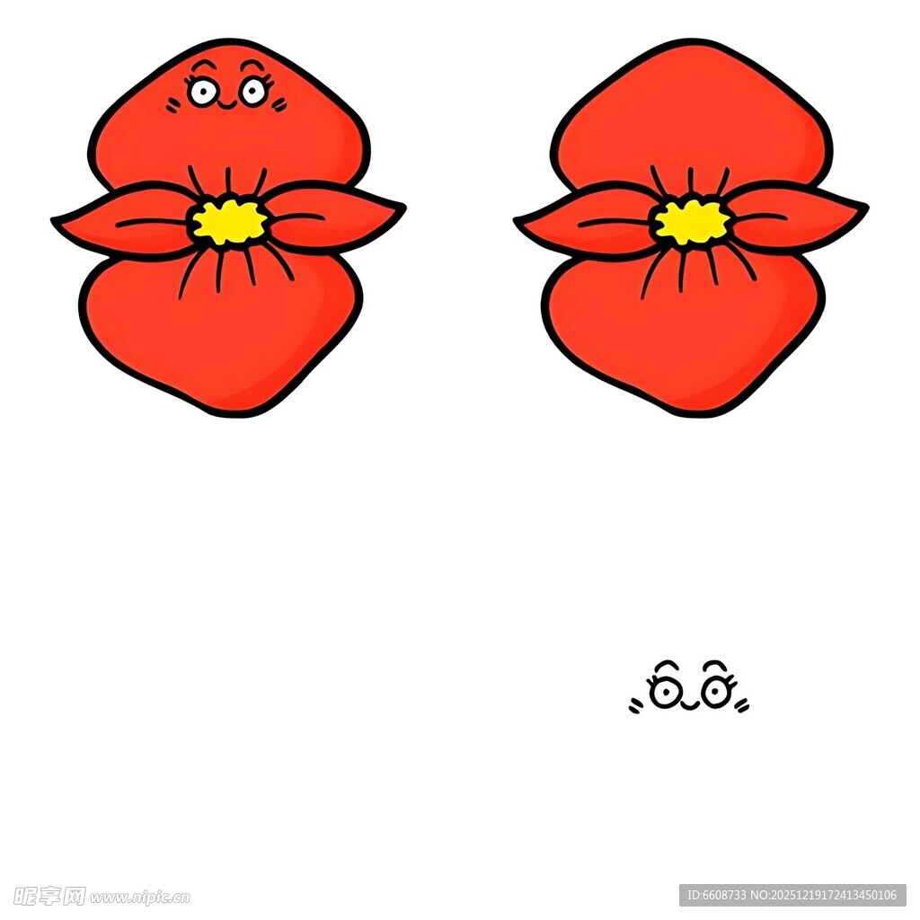 红色花朵卡通图案