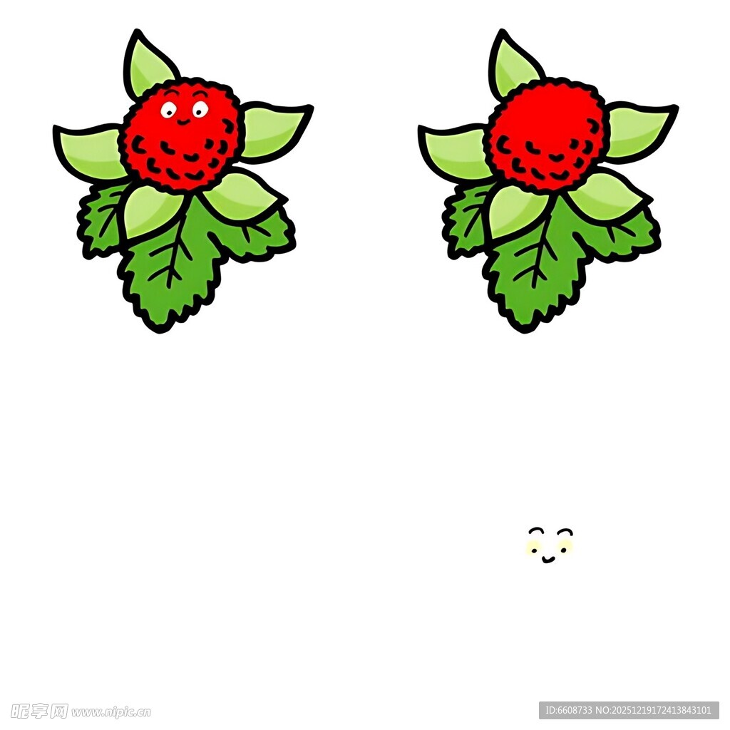 草莓绿叶耳环设计图