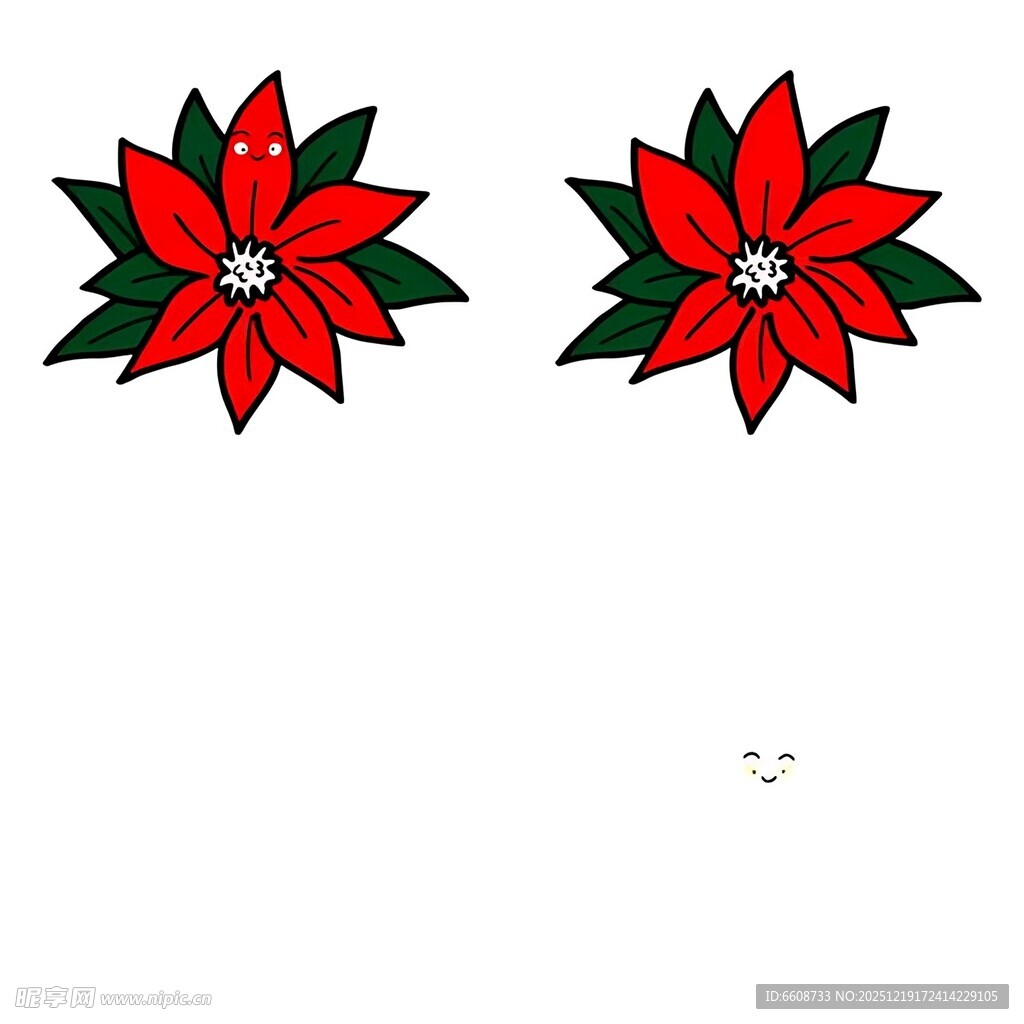 红色花朵图案设计元素