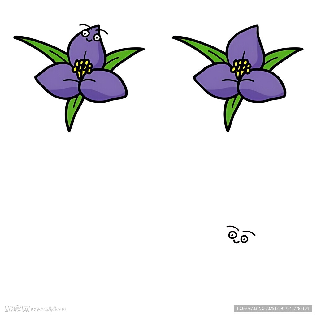 两朵紫色花朵插画