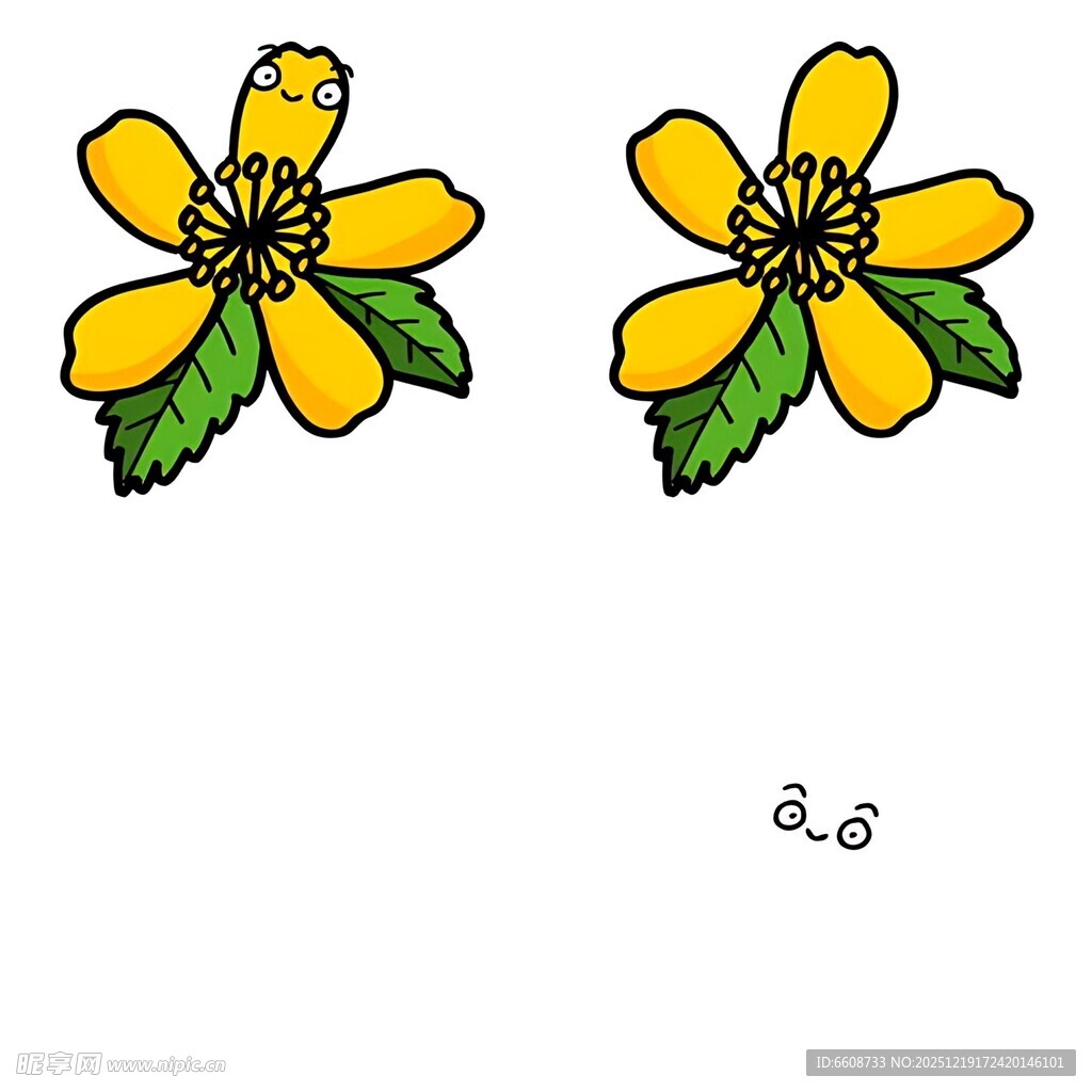黄色花朵耳环图案设计