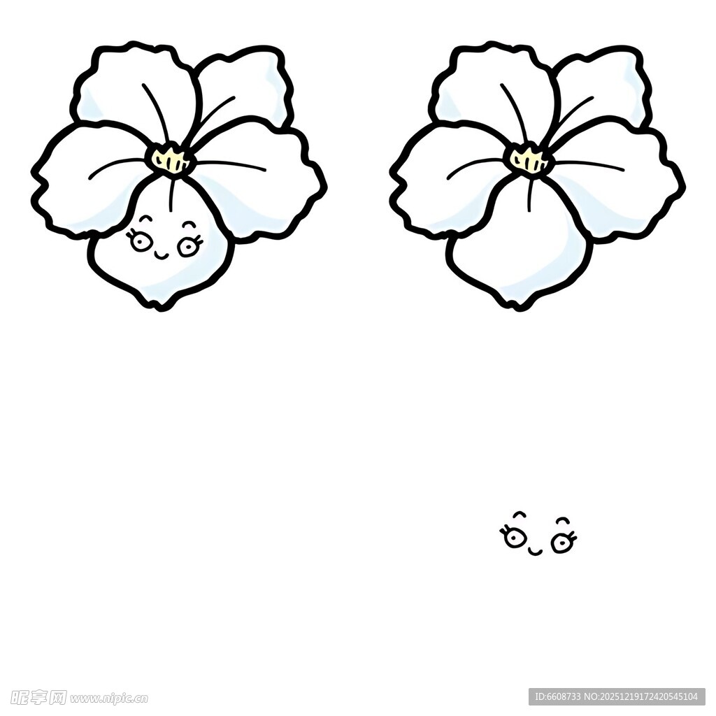 两朵简约线条花朵图案