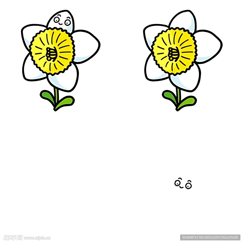 两朵简约手绘水仙花朵