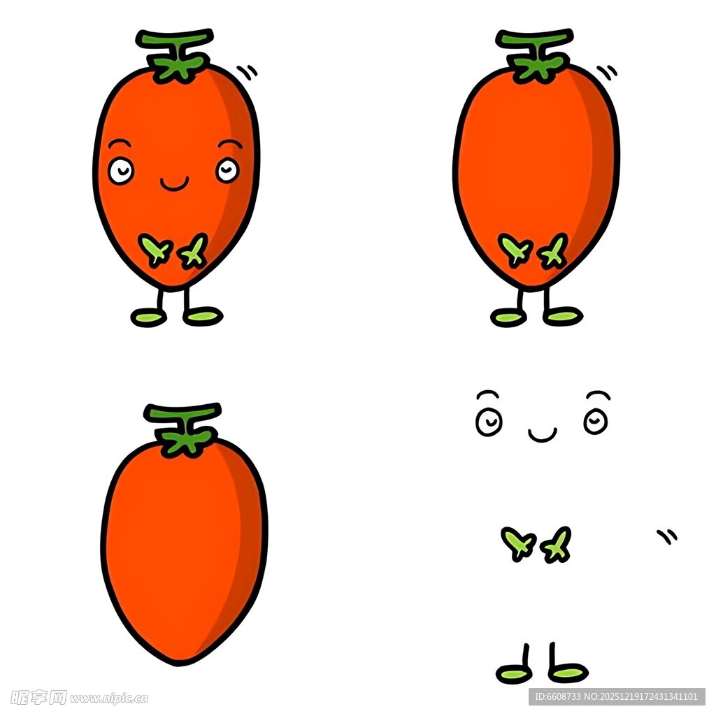 可爱柿子表情绘制步骤