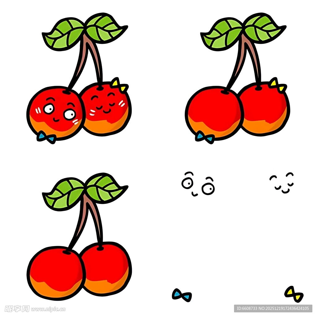 可爱樱桃表情简笔画