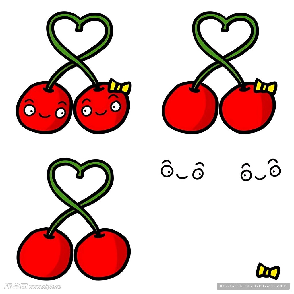 可爱樱桃爱心图案设计