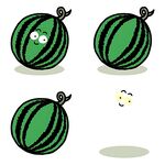 卡通西瓜与飞舞的昆虫