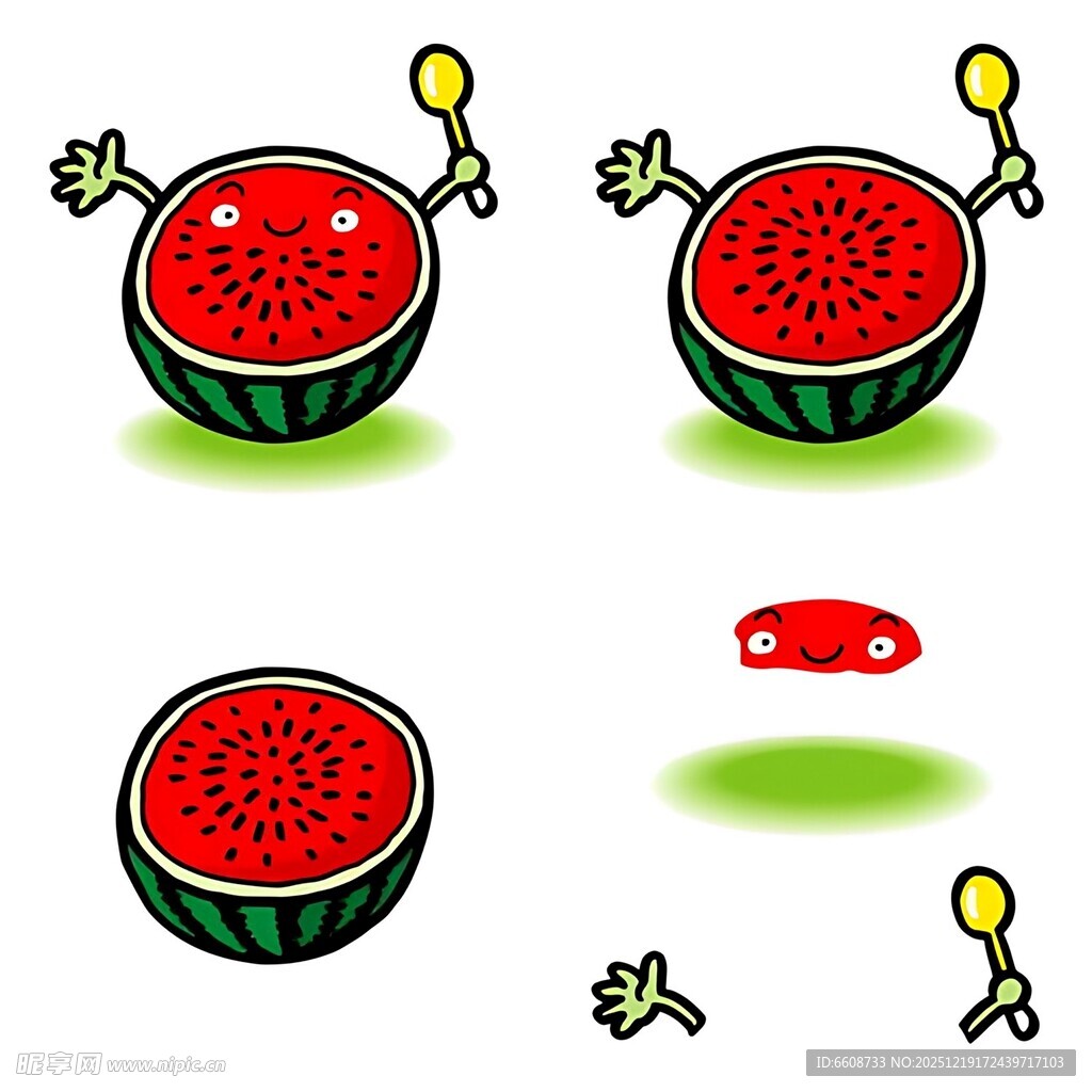 西瓜卡通形象制作过程
