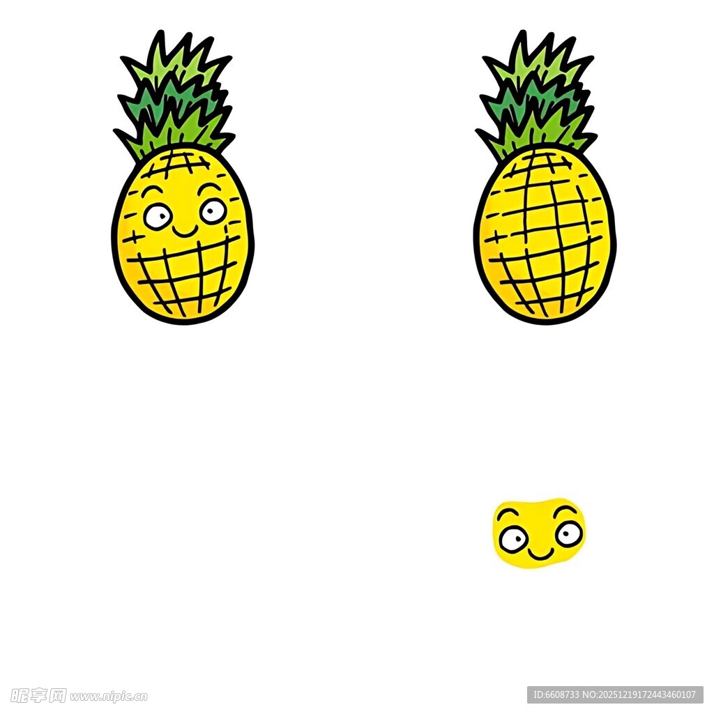 可爱表情菠萝与小表情