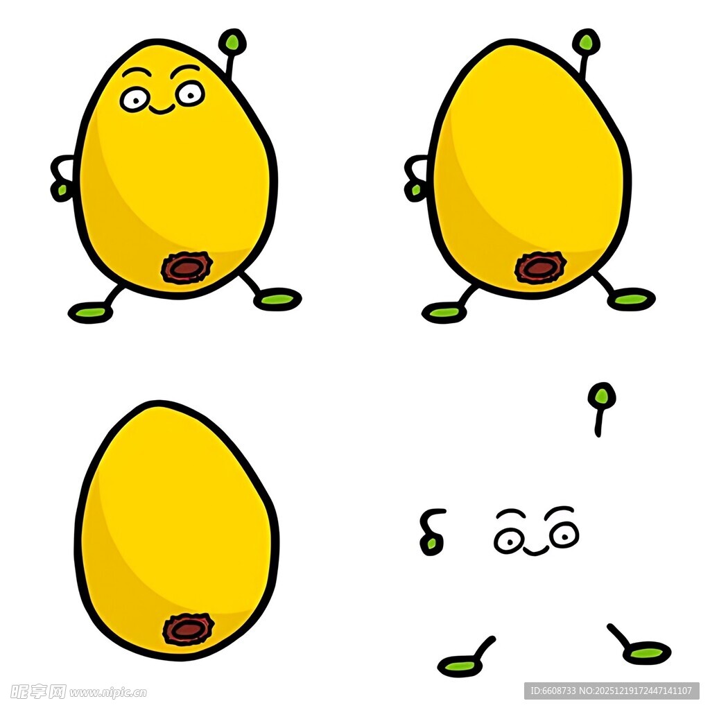 卡通鸡蛋表情动作绘制示例