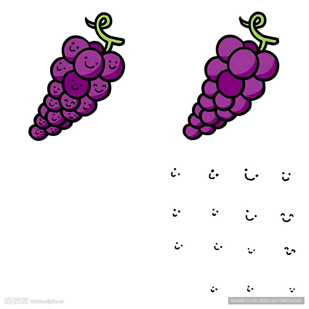 卡通紫色葡萄图案设计素材