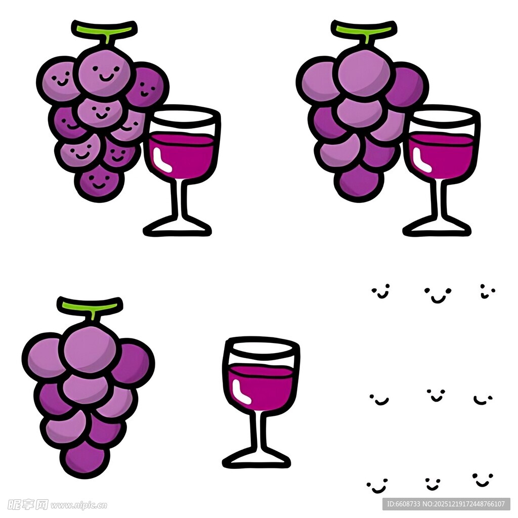 葡萄与酒杯图案设计元素