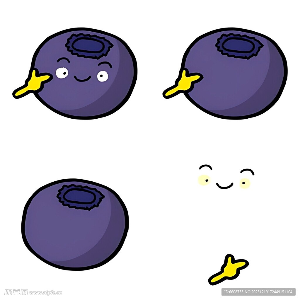 可爱表情蓝莓插画