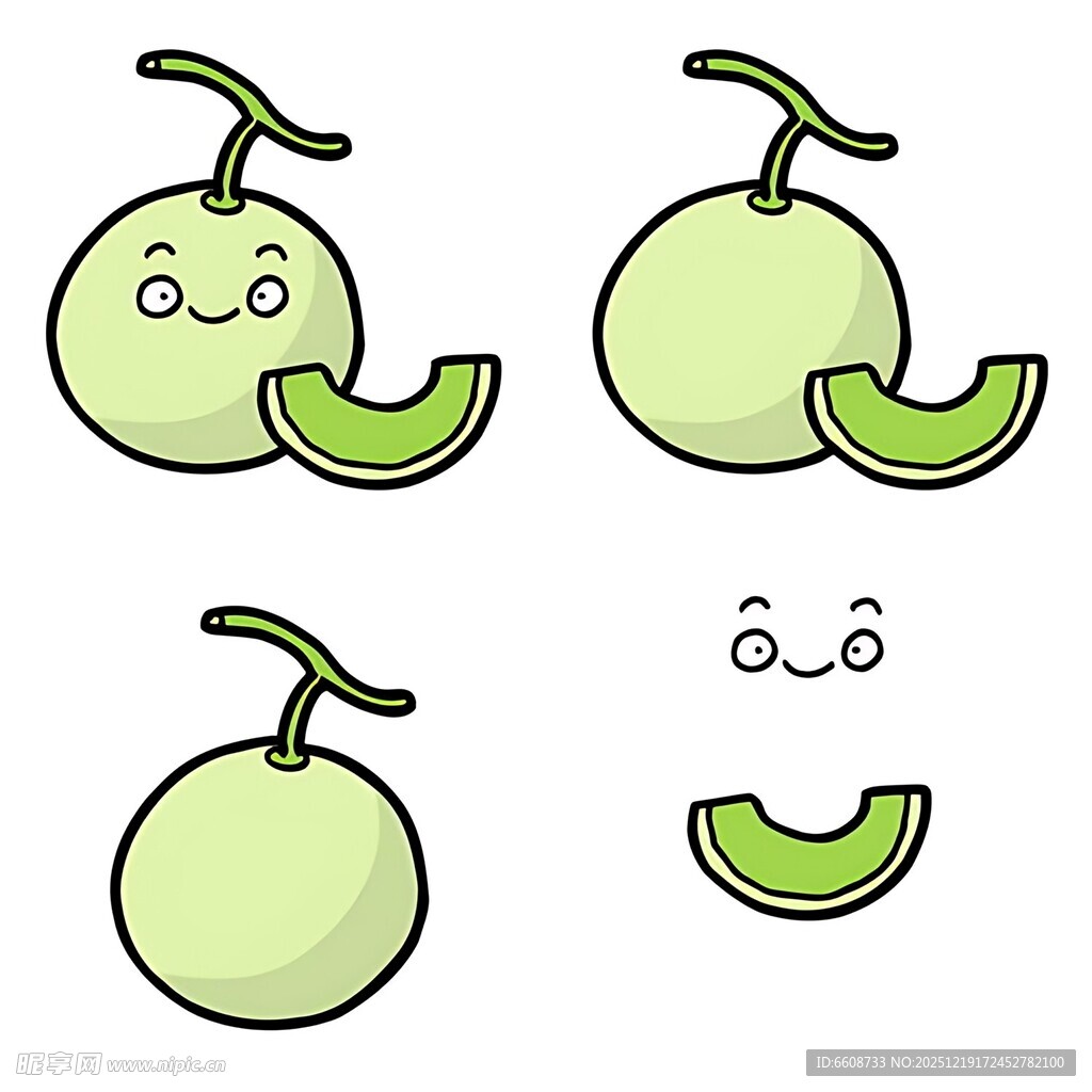 可爱甜瓜表情与切片形象