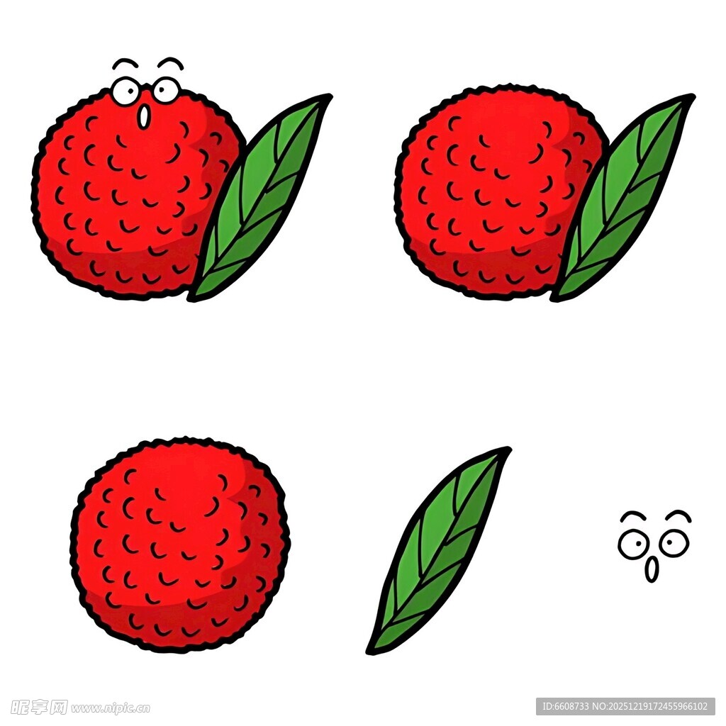 可爱拟人化荔枝插画