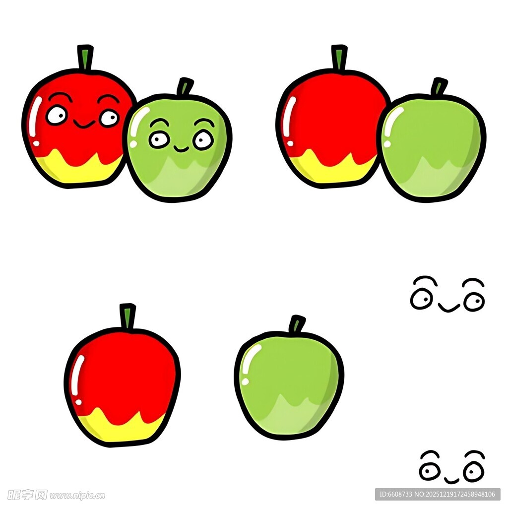 可爱苹果表情插画