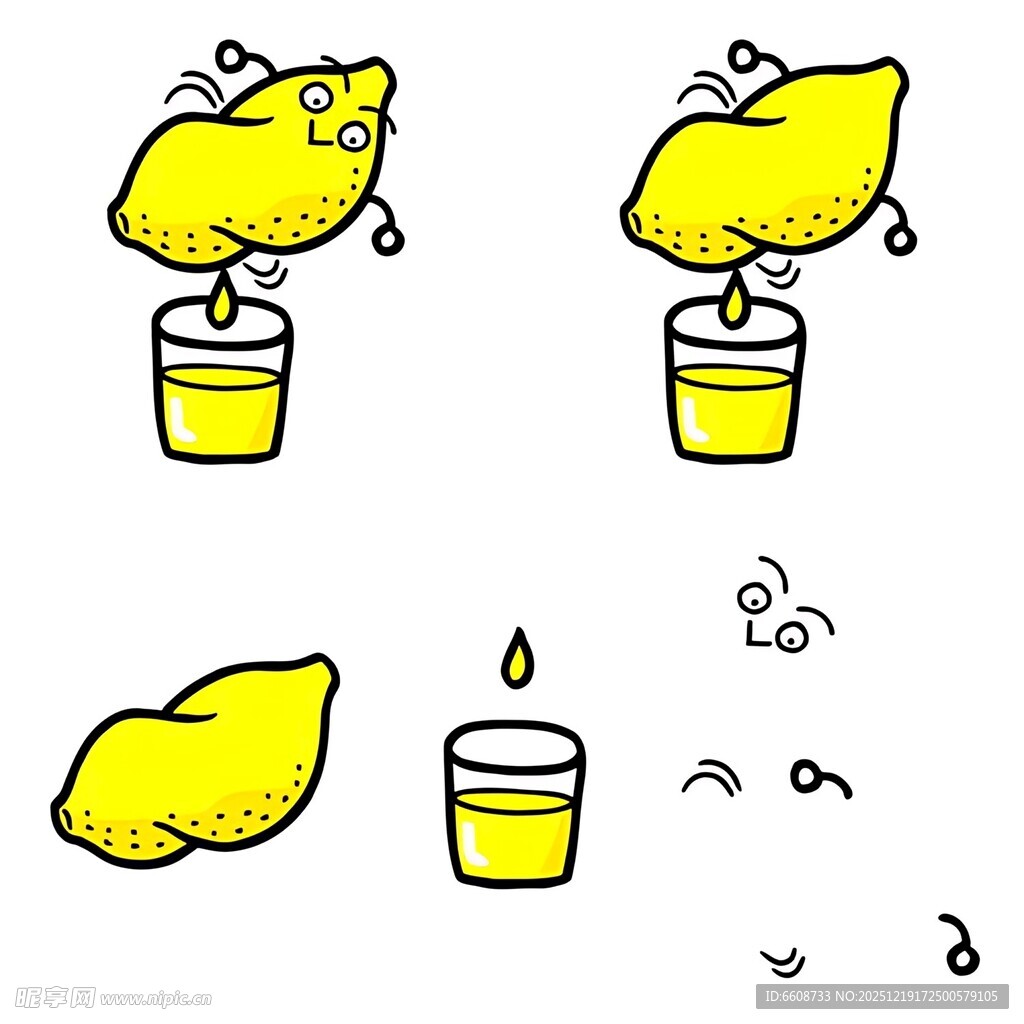 柠檬榨汁过程漫画图