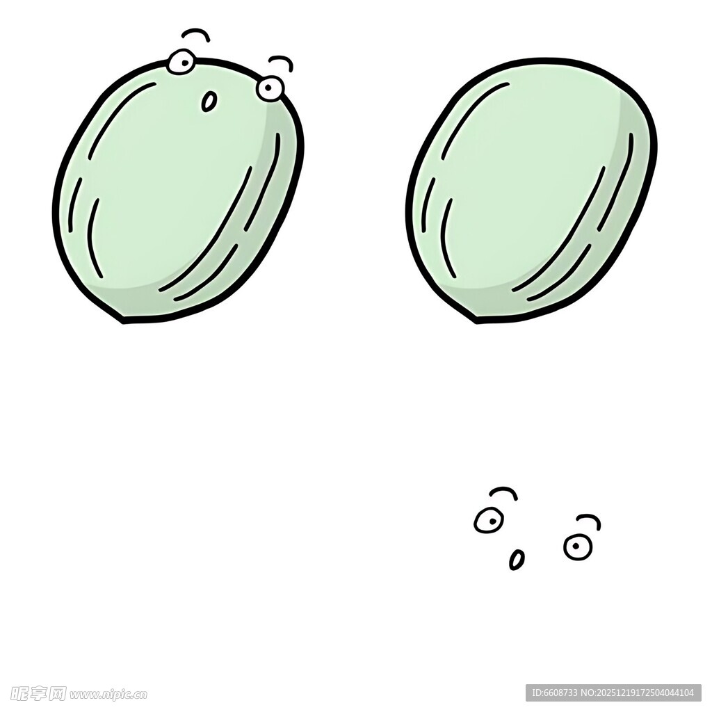 卡通风格的绿色椭圆物体