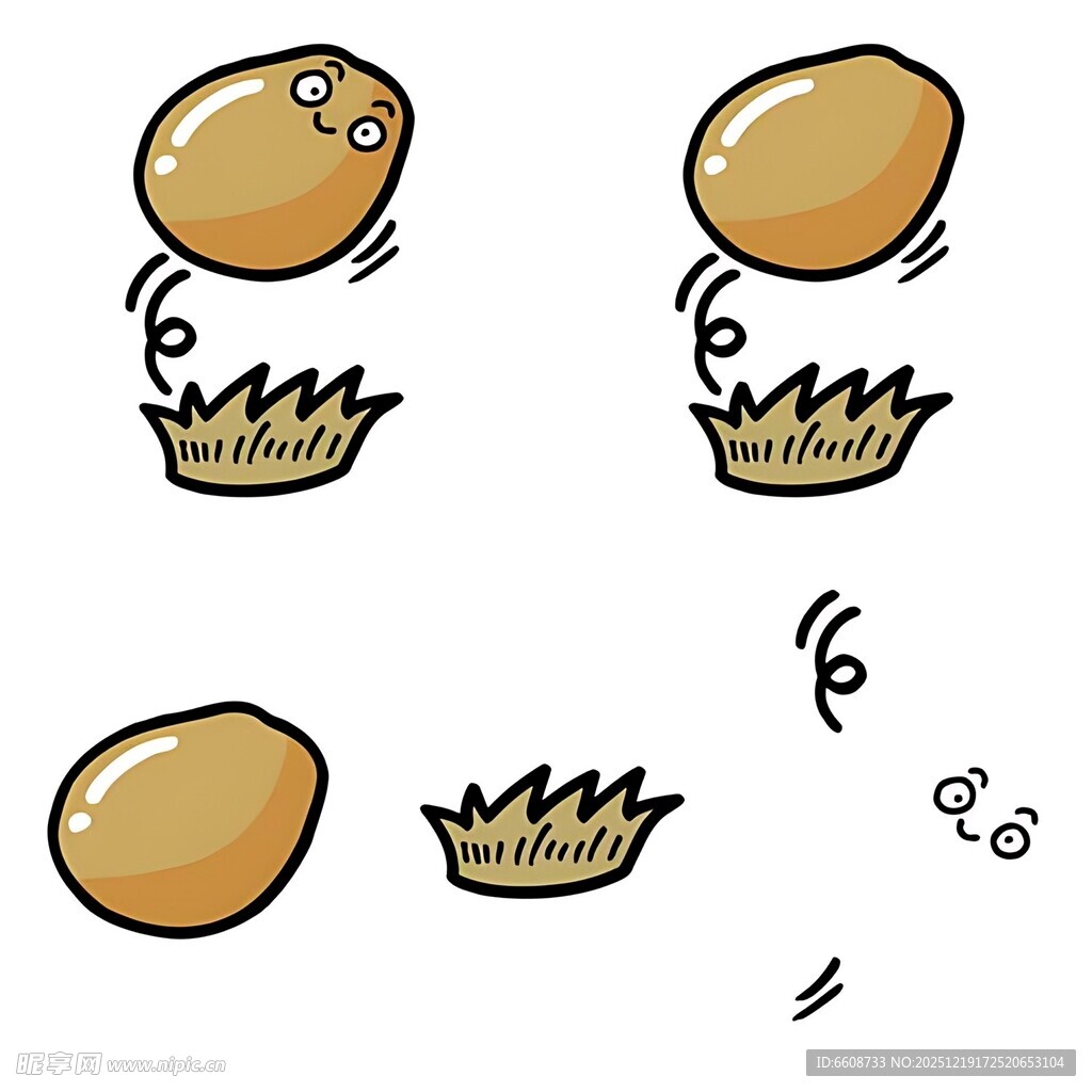 鸡蛋破壳的趣味卡通画面