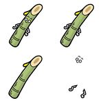 卡通竹子插画竹叶飘落