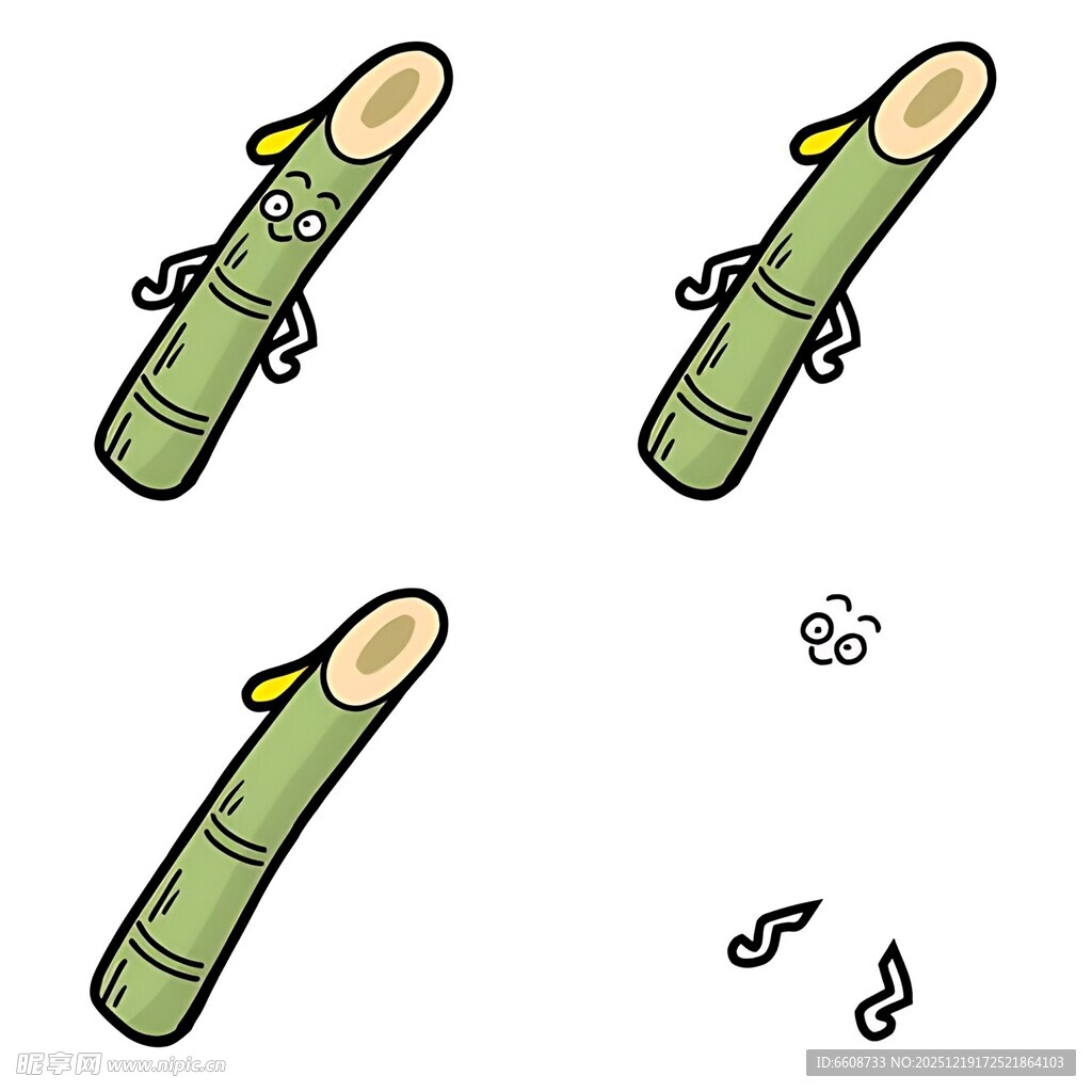 卡通竹子插画竹叶飘落