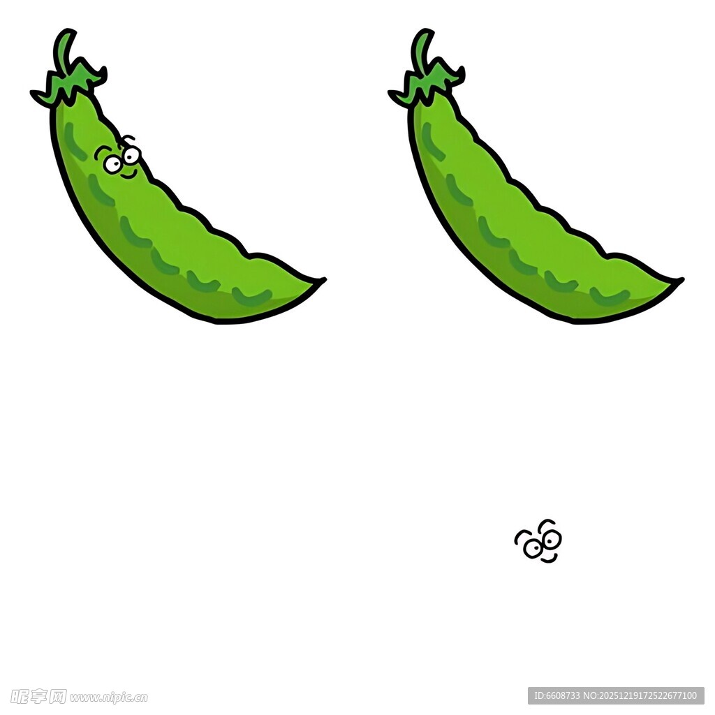 卡通形象的两只绿色豌豆