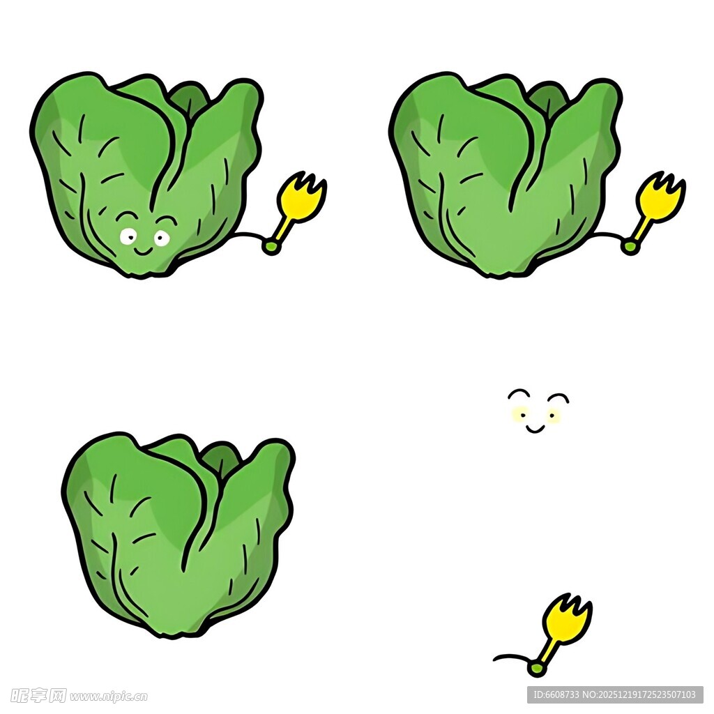 白菜与小花的趣味组合