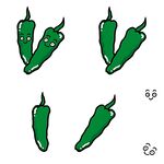 可爱表情的手绘青辣椒