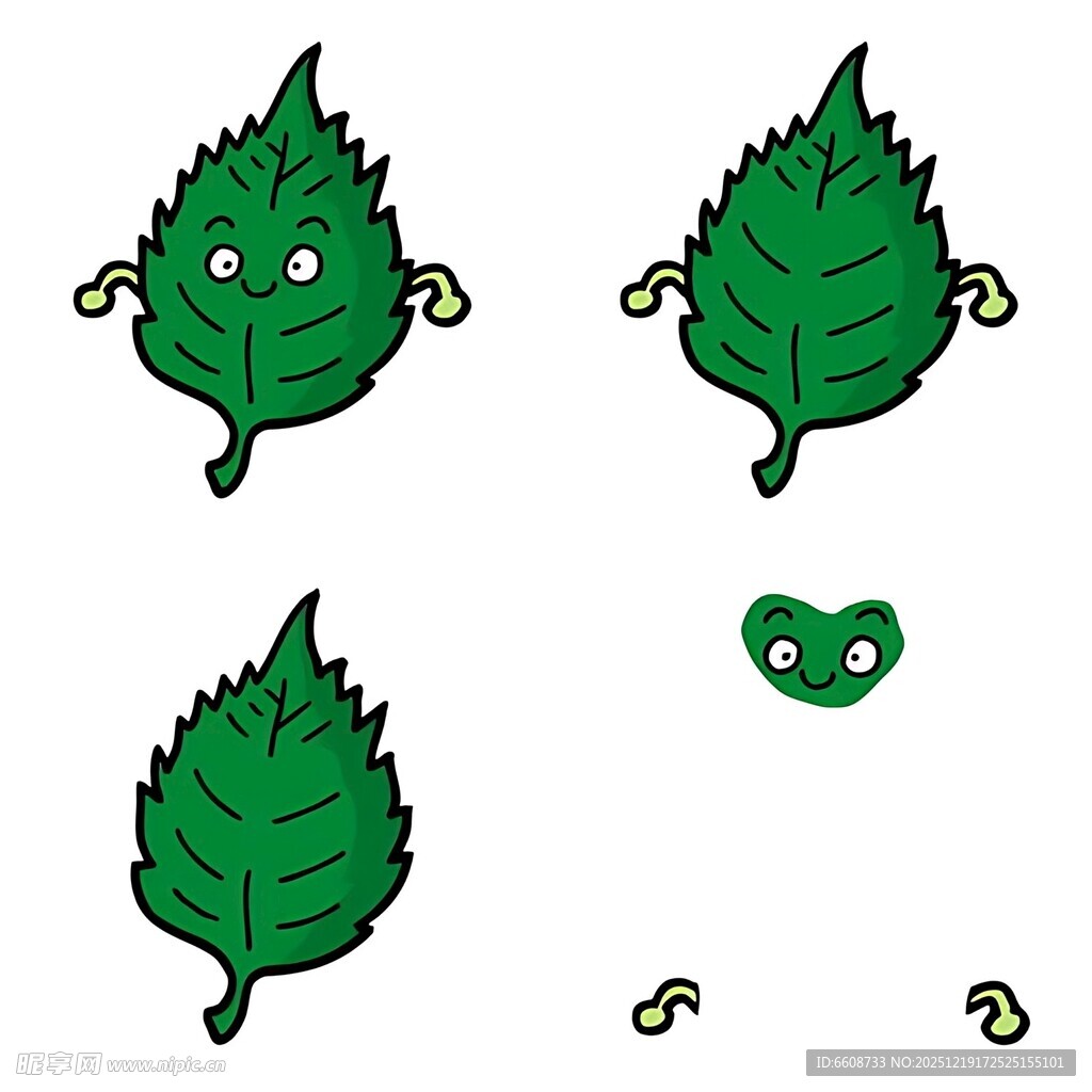 叶子卡通形象拆分绘制过程