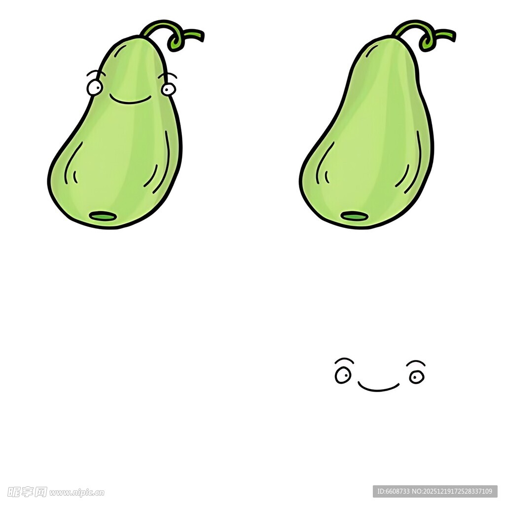 可爱拟人化青梨插画