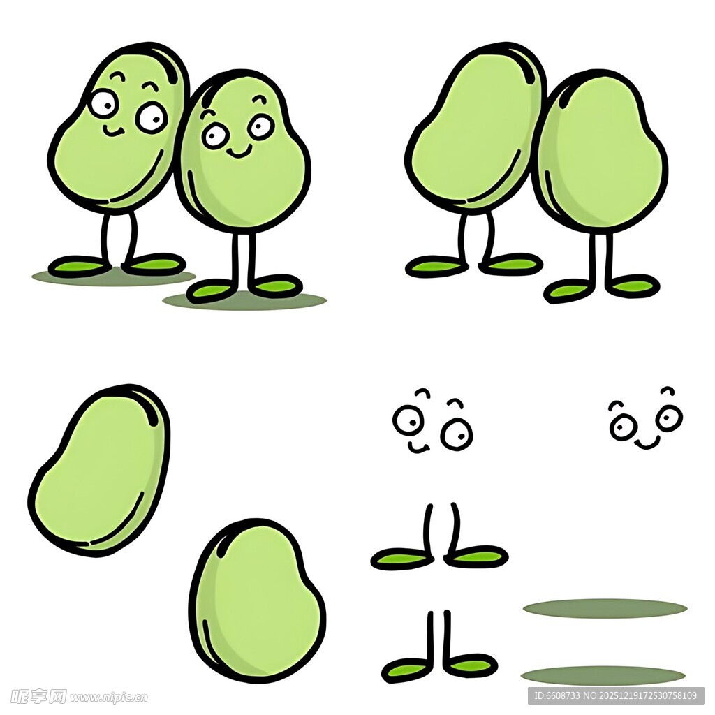 可爱绿豆卡通形象设计