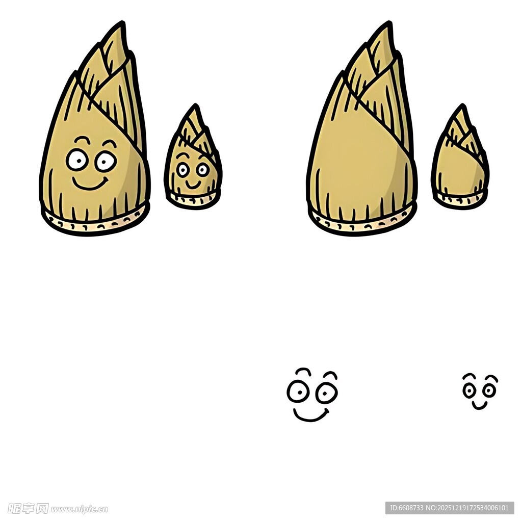 可爱表情竹笋萌趣插画