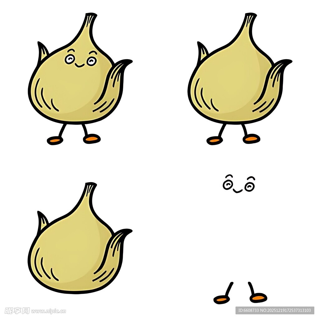 卡通大蒜的有趣动作展示