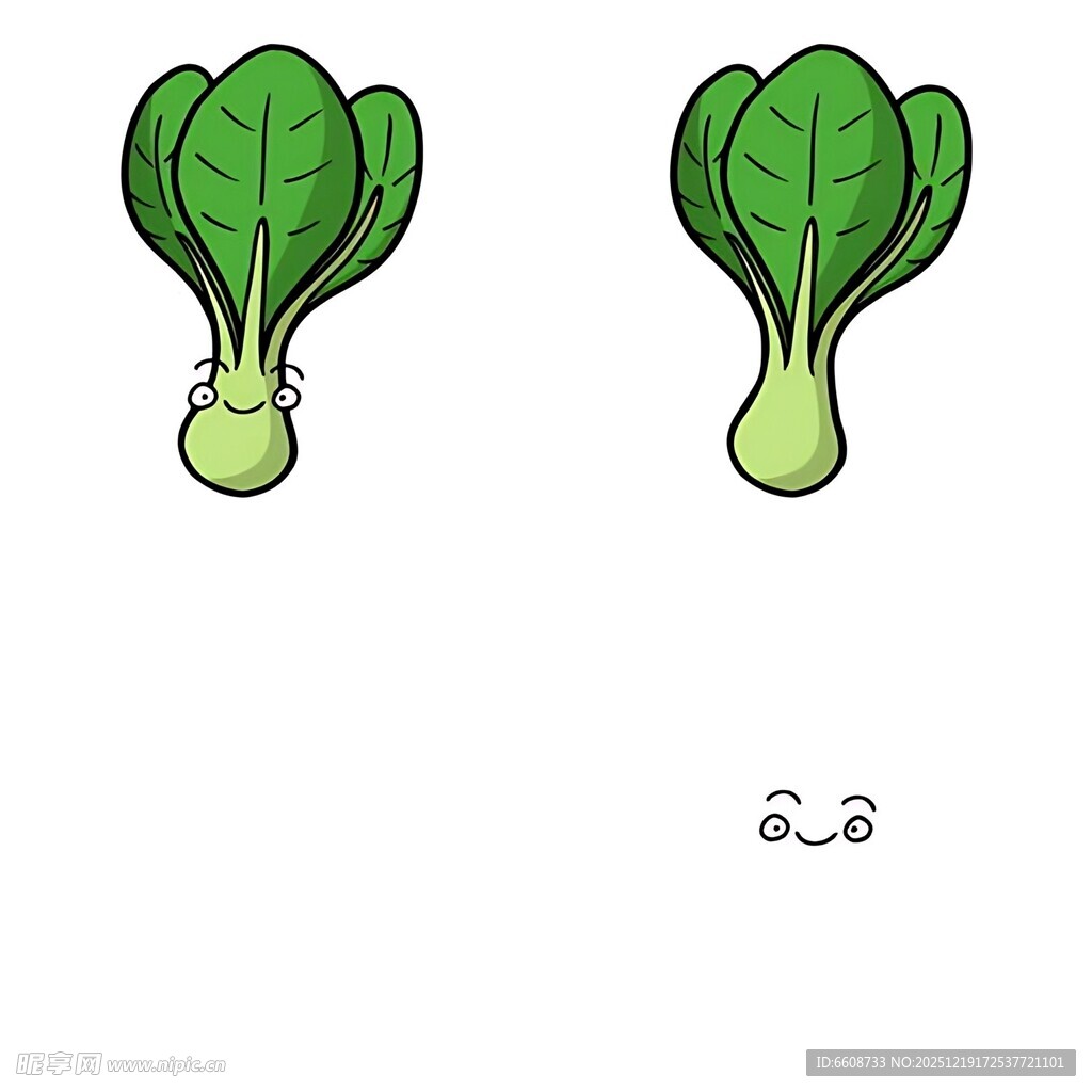 两颗卡通青菜插画