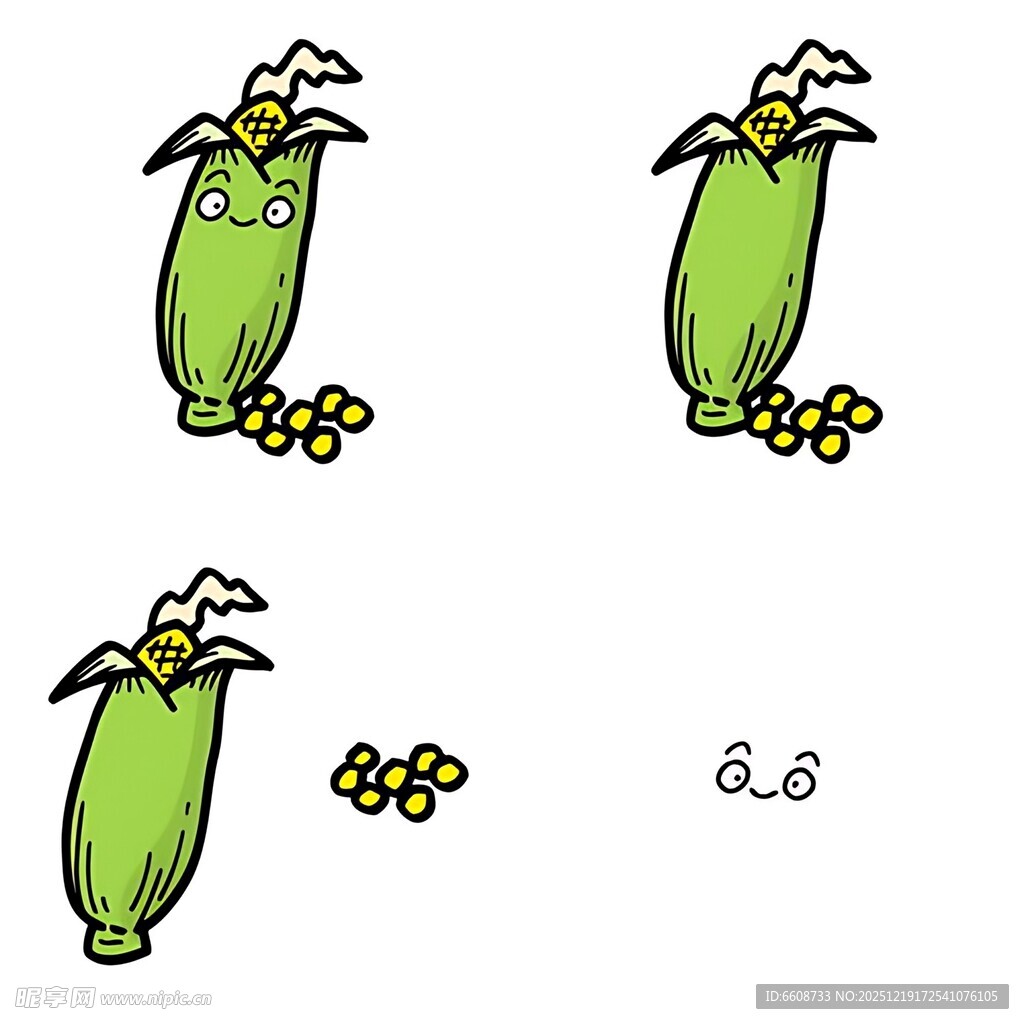 玉米剥开过程简笔画