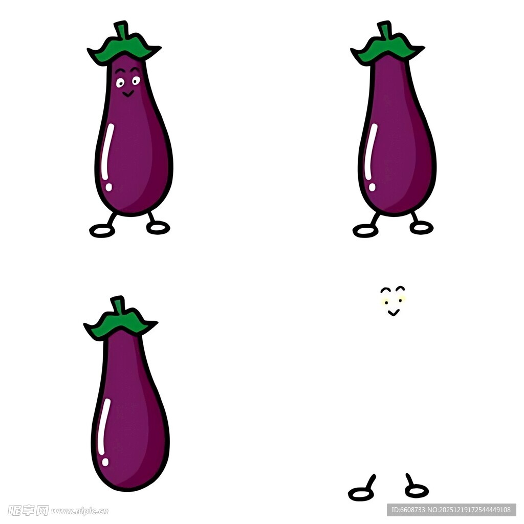 卡通茄子的趣味动作展示