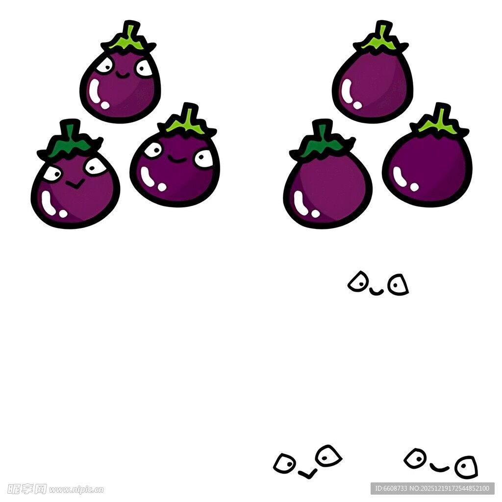 卡通风格的紫色茄子图案