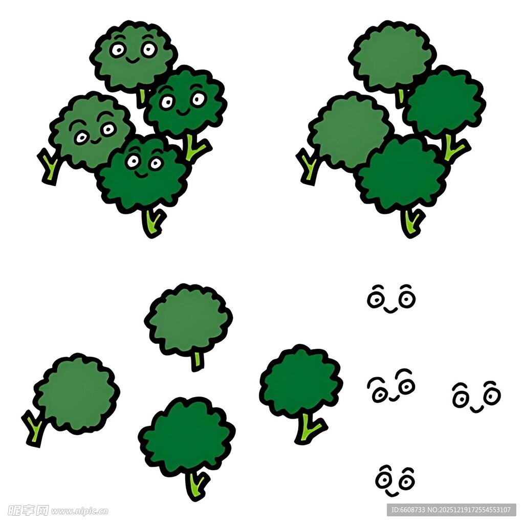 卡通树木图案及尺寸示例