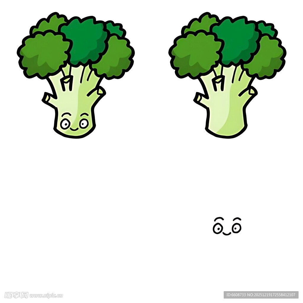 两颗西兰花插画