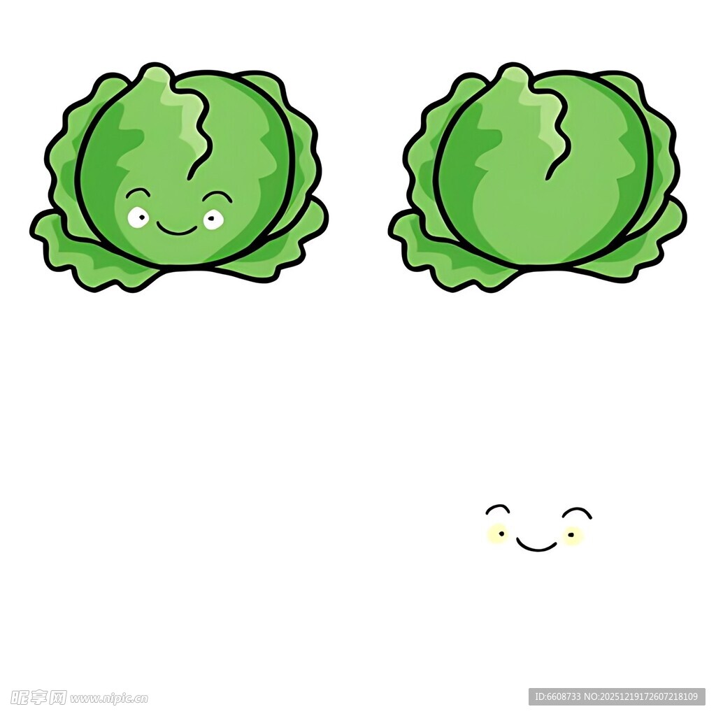 可爱卷心菜表情插画