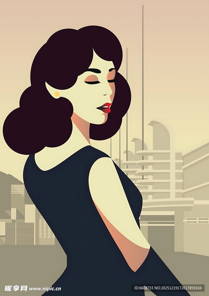 复古风优雅女士背影