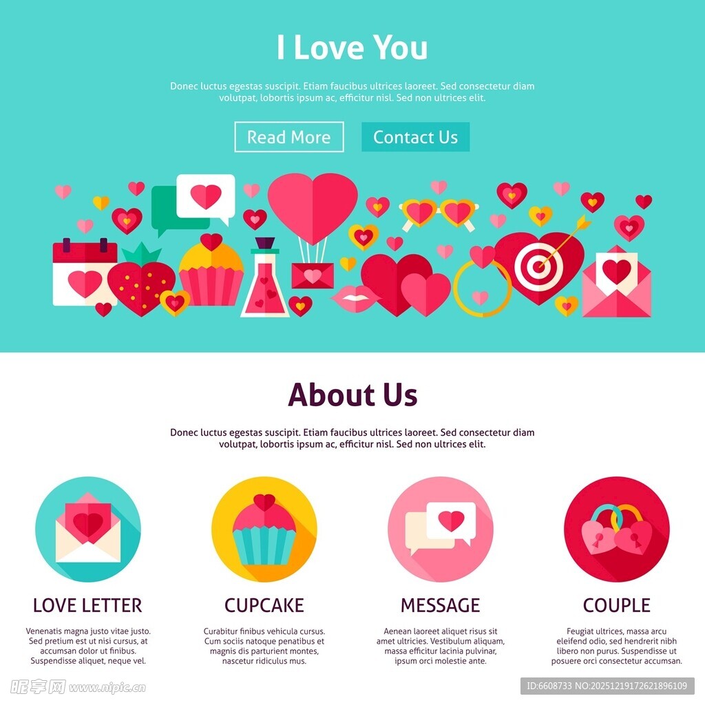 浪漫爱情主题网页设计元素