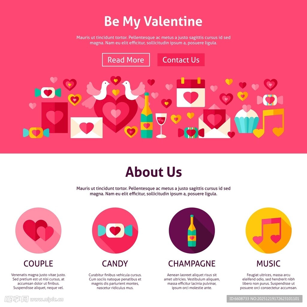 情人节主题网页设计元素