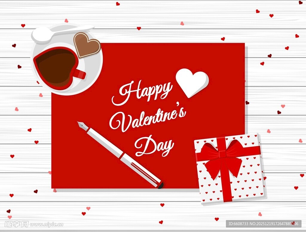 情人节贺卡与礼物布置