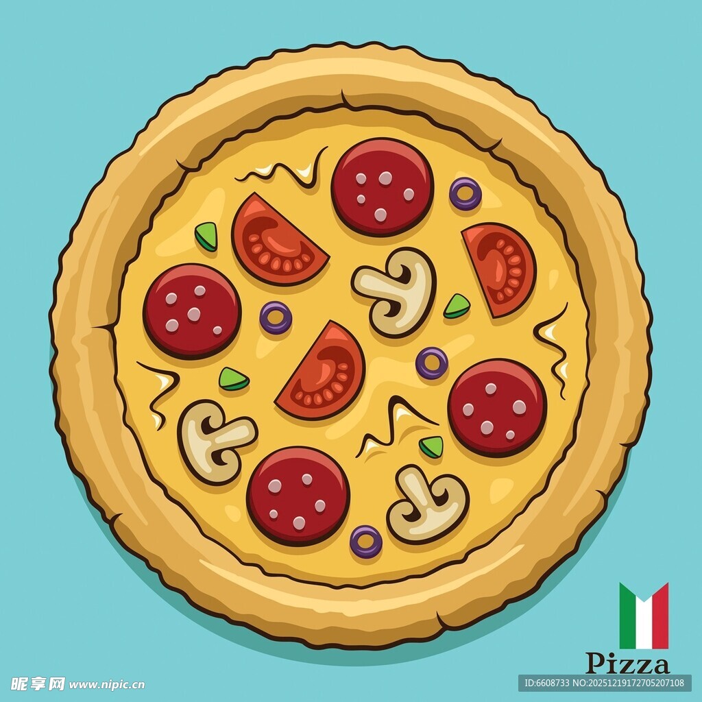 美味缤纷披萨插画