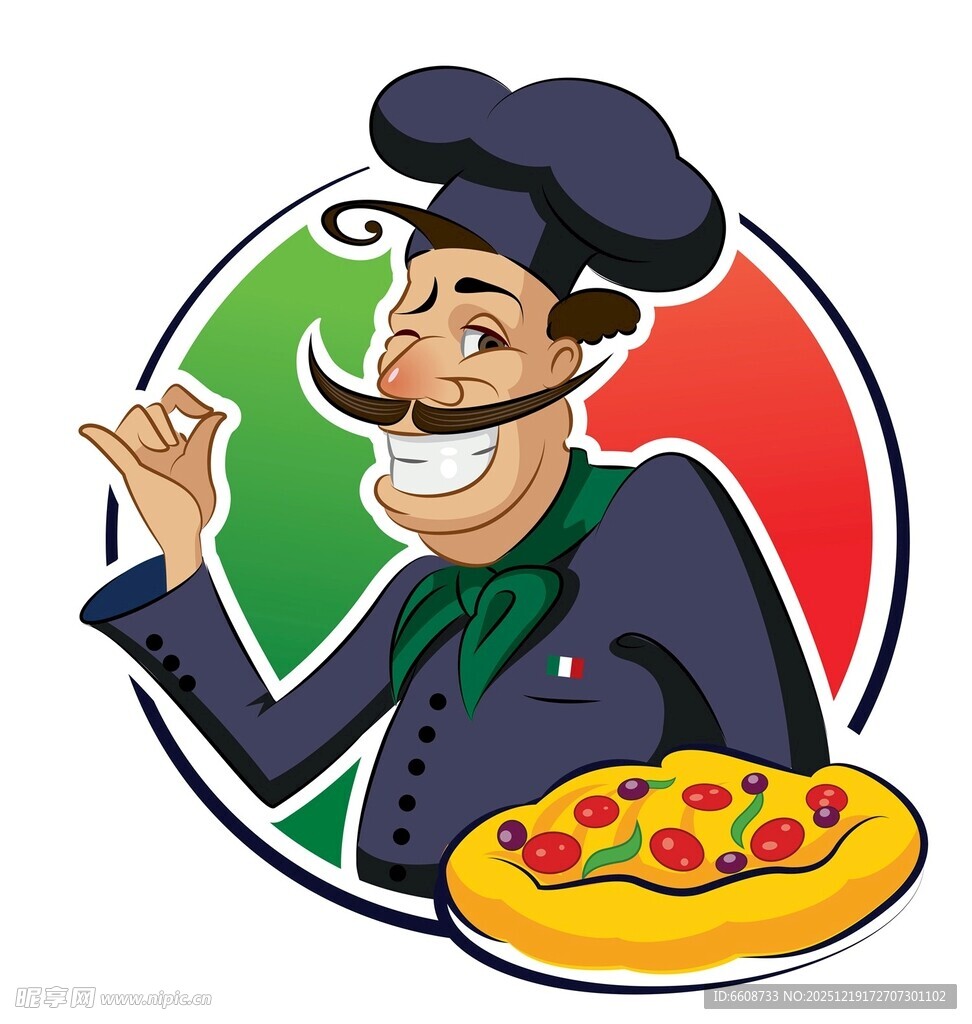 意大利厨师与美味披萨