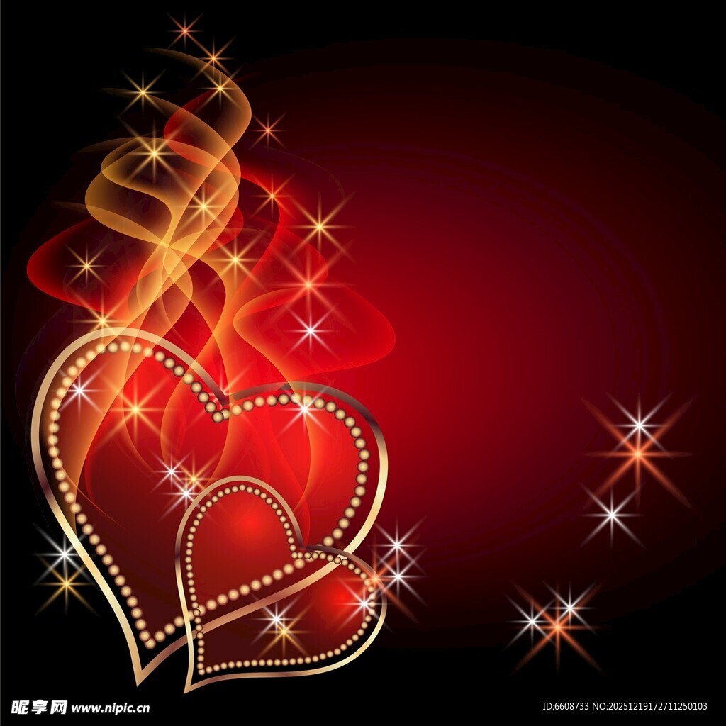 双心闪耀红色梦幻背景