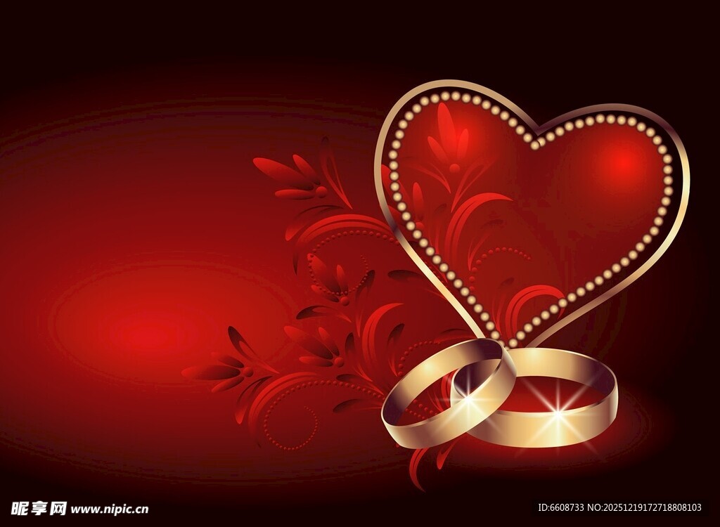 浪漫心形与婚戒