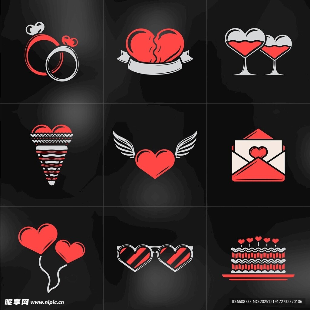 浪漫爱情元素图标集合