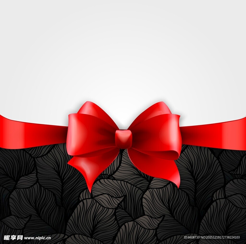 红蝴蝶结配黑色花纹背景